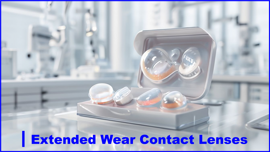 Extended wear contact lenses designed for continuous use, including overnight wea