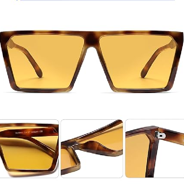 VANLINKER oversized square clear frame sunglasses